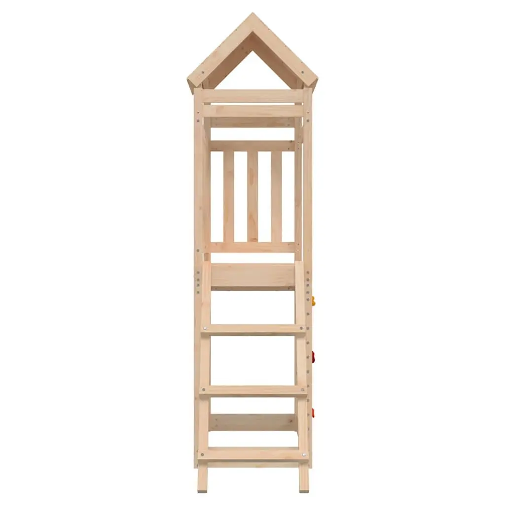 Wooden Playset for Outdoor Use with Rockwall and Ladder Brown