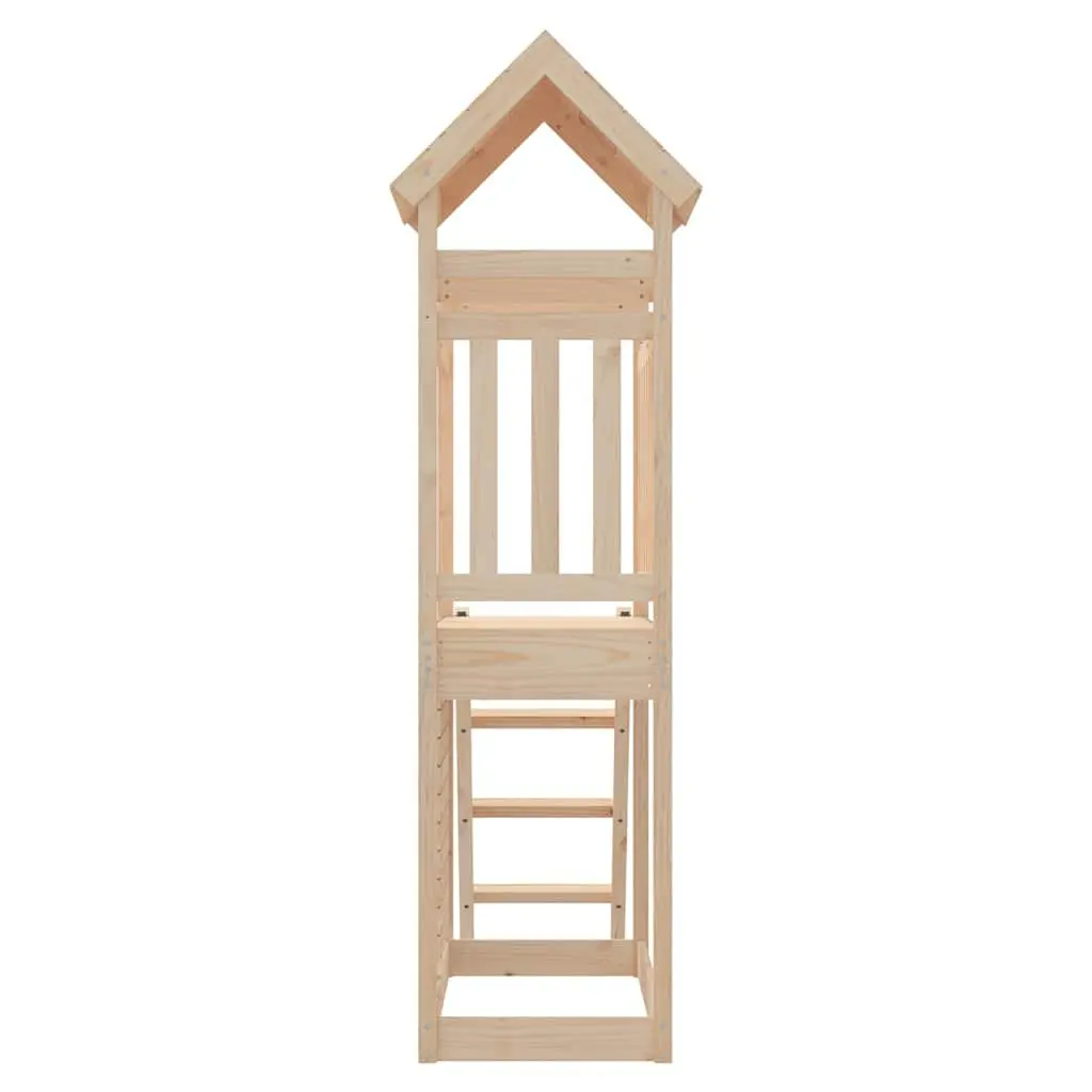 Wooden Playset for Outdoor Use with Rockwall and Ladder Brown