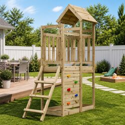 Outdoor Playset Wooden Climbing Frame Rockwall Ladder Garden Play Equipment