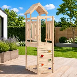 Wooden Play Tower with Rockwall 53x110.5x214 cm Solid Pine Kids Outdoor