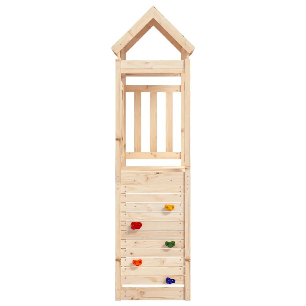 Wooden Play Tower with Rockwall 53x110.5x214 cm Solid Pine Kids Outdoor