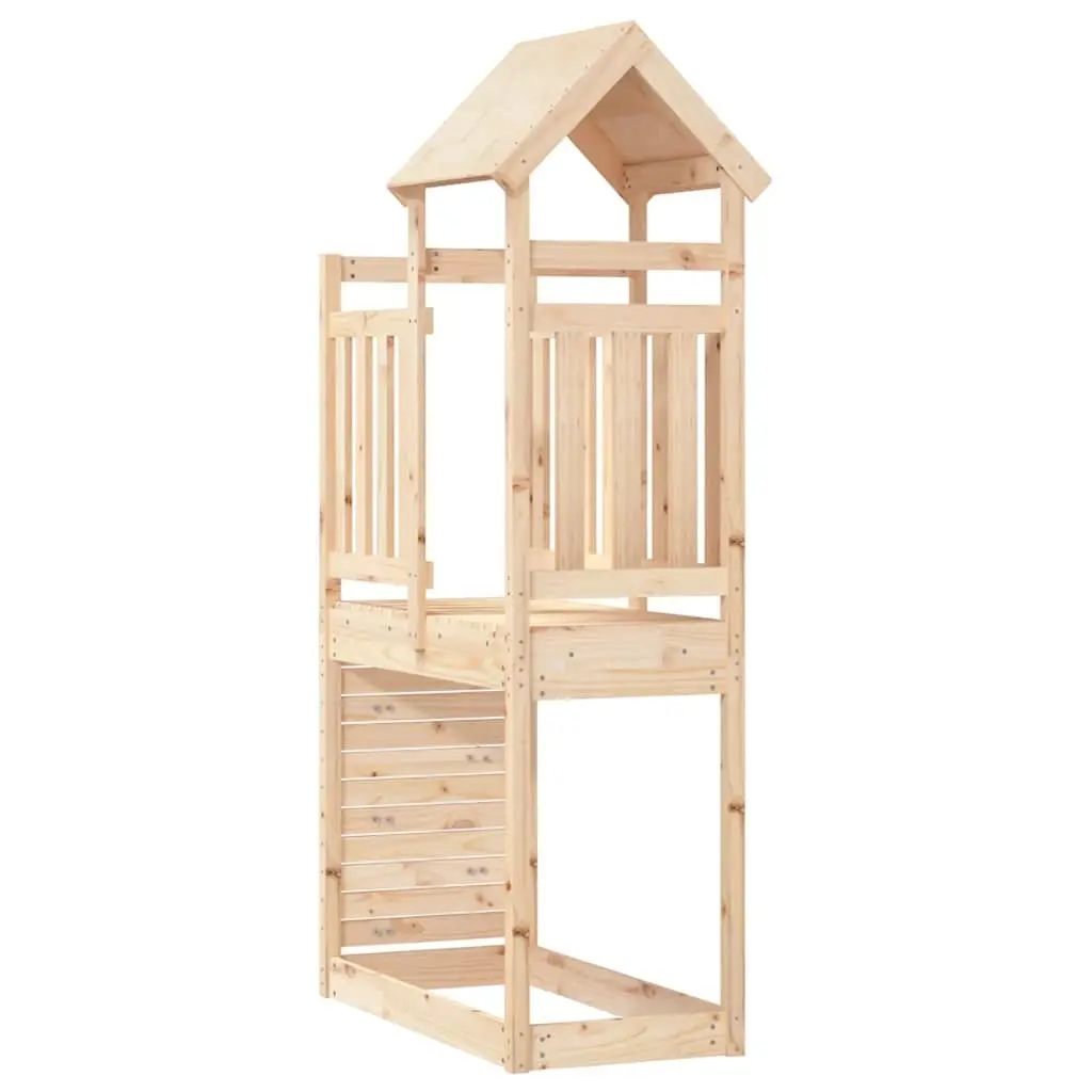 Wooden Play Tower with Rockwall 53x110.5x214 cm Solid Pine Kids Outdoor