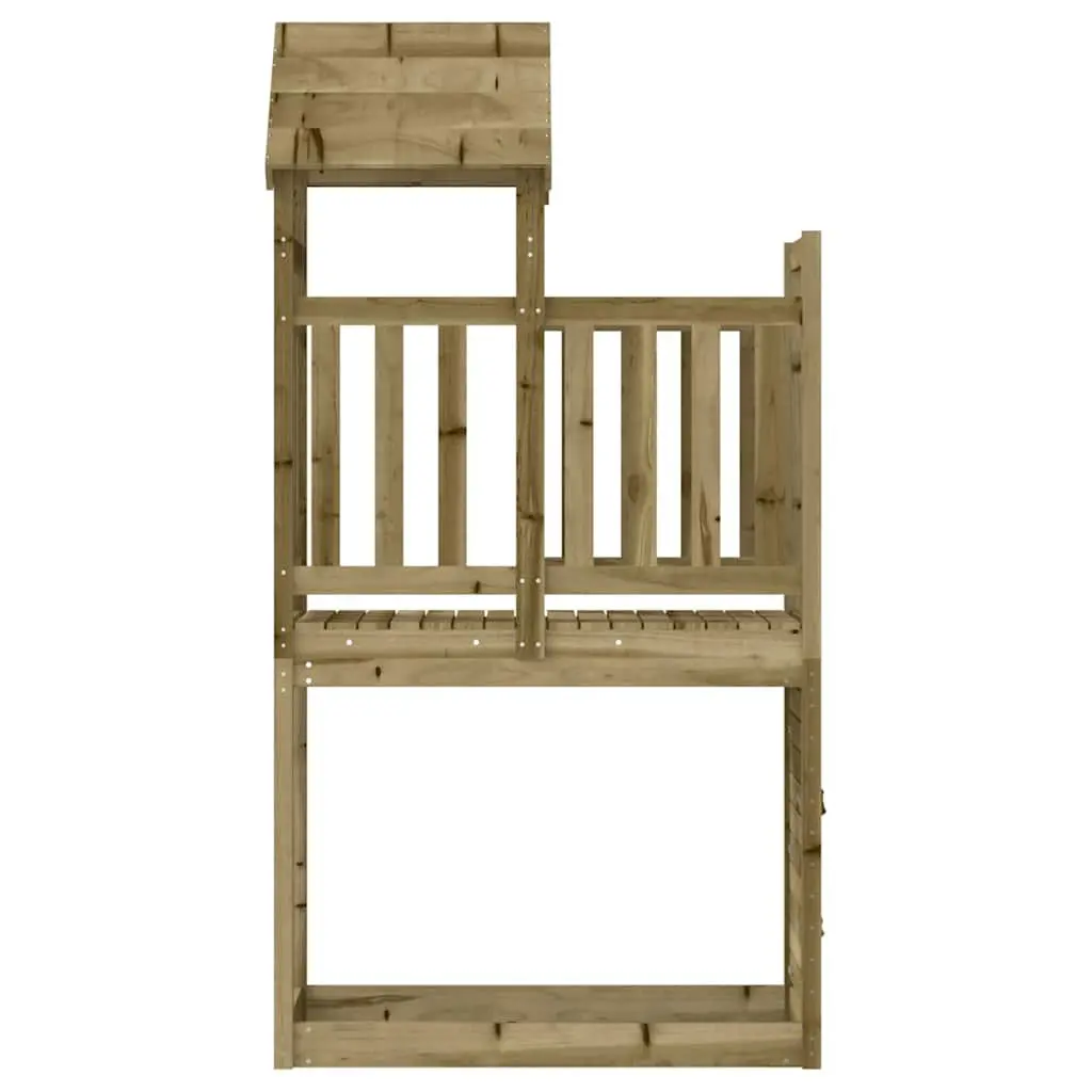 Wooden Play Tower with Rockwall Climbing 53x110.5x214cm Outdoor Playhouse Kit