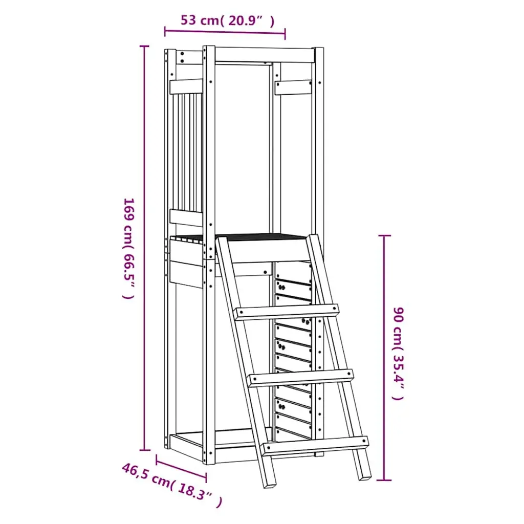 Wooden Outdoor Playset with Rockwall Ladder Garden Play Equipment 53 x 46.5 x 169 cm