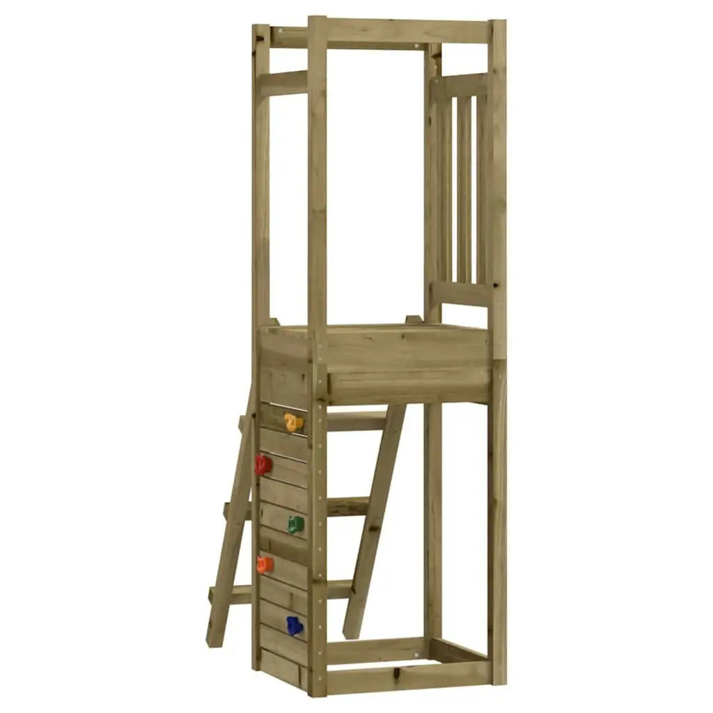 Wooden Outdoor Playset with Rockwall Ladder Garden Play Equipment Brown