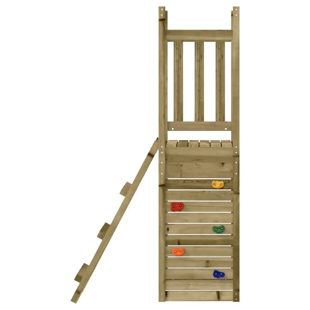 Wooden Outdoor Playset with Rockwall Ladder Garden Play Equipment Brown
