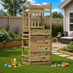 Wooden Play Tower with Solid Pinewood Construction