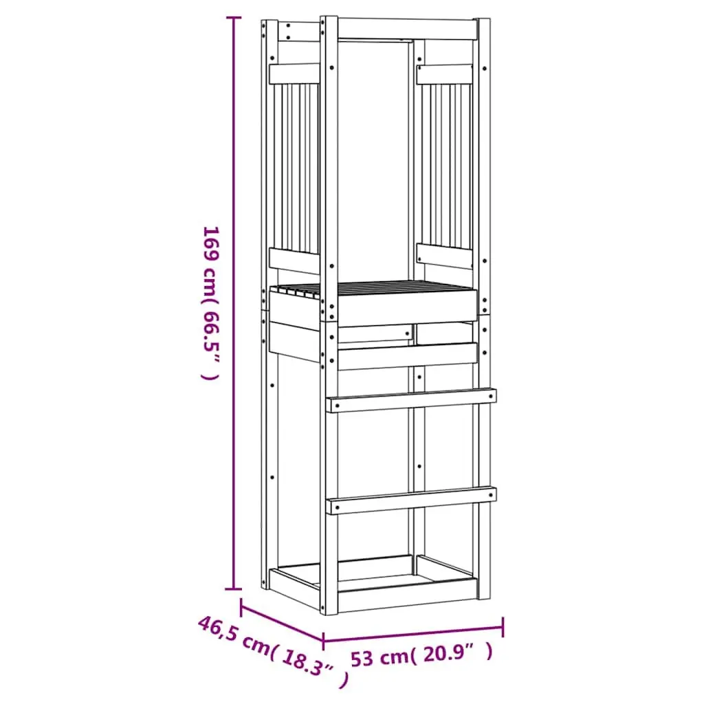 Solid Wood Pine Play Tower Outdoor Playground Climbing Frame Garden Playhouse