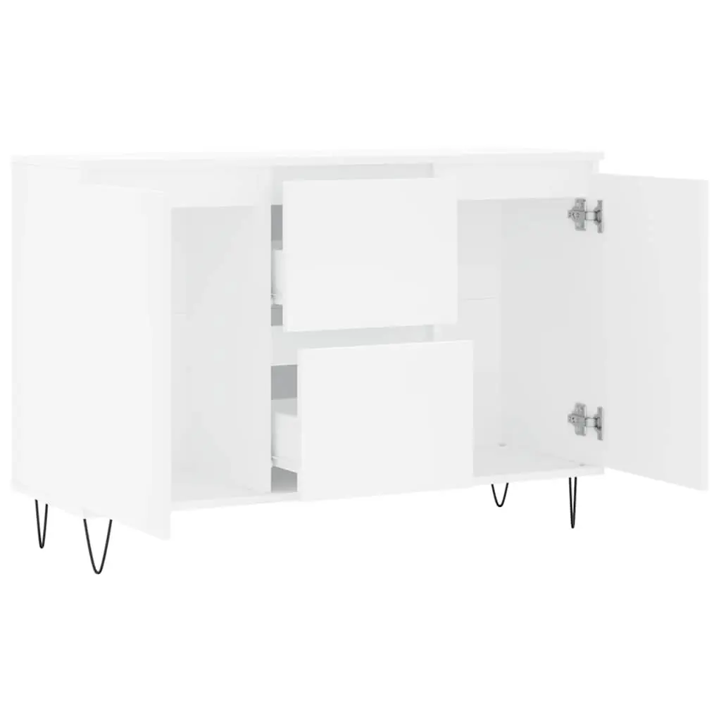 Sideboard White 101.5x35x70 cm Storage Cabinet Buffet Furniture Engineered Wood