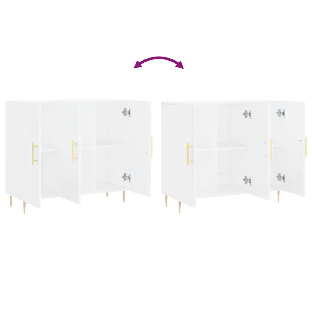 Sideboard Storage Cabinet 90x34x80cm White Engineered Wood with Metal Legs for Living Room