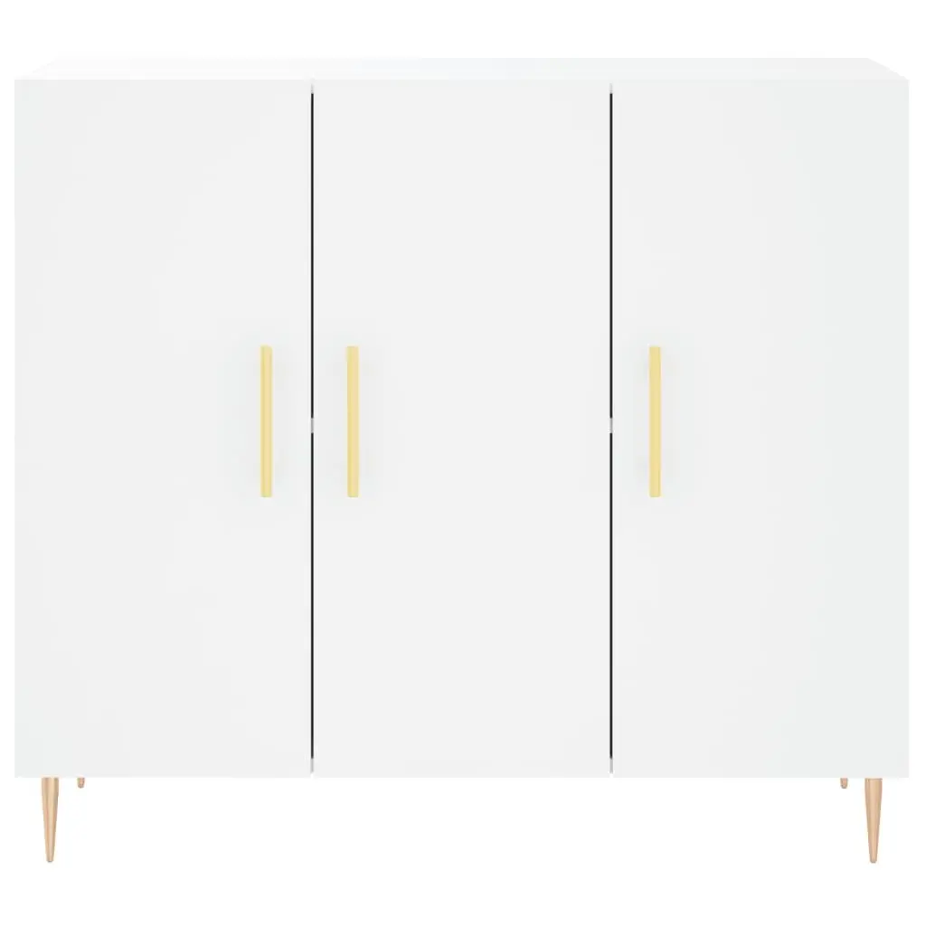 Sideboard Storage Cabinet 90x34x80cm White Engineered Wood with Metal Legs for Living Room
