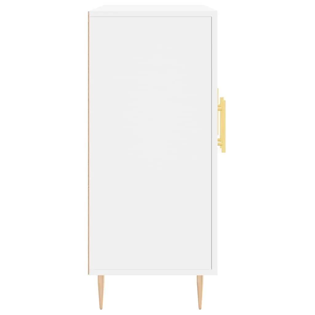 Sideboard Storage Cabinet 90x34x80cm White Engineered Wood with Metal Legs for Living Room
