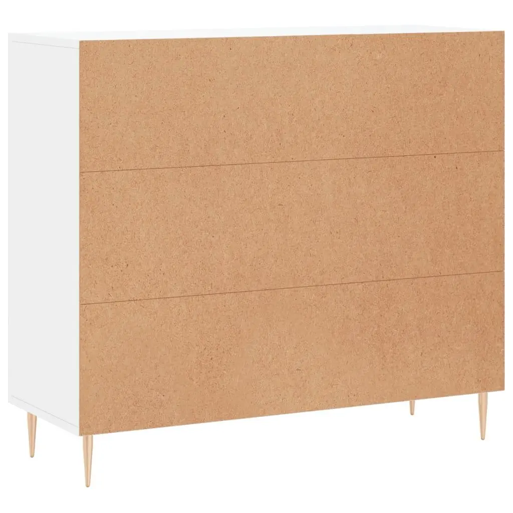 Sideboard Storage Cabinet 90x34x80cm White Engineered Wood with Metal Legs for Living Room
