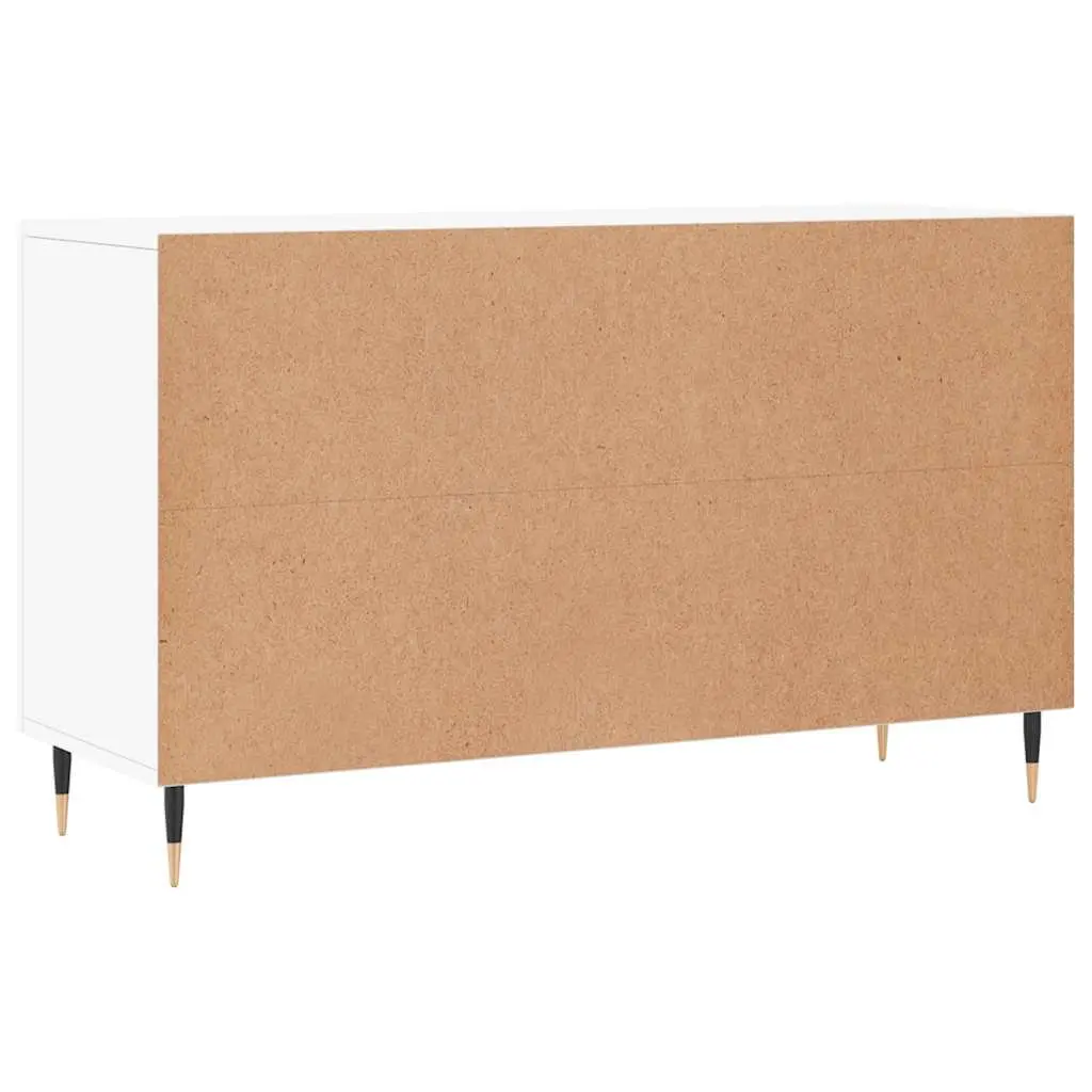 Sideboard White Storage Cabinet Engineered Wood Buffet with Metal Legs