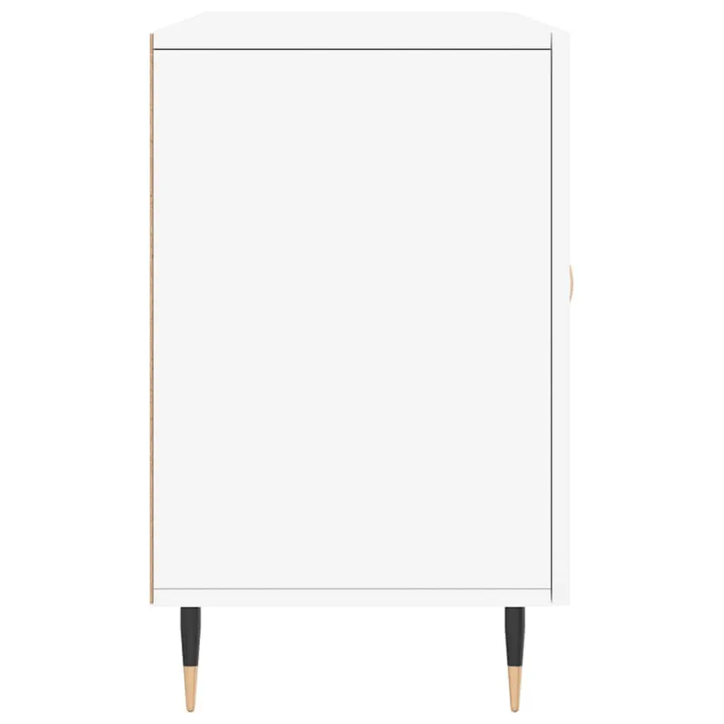 Sideboard White Storage Cabinet Engineered Wood Buffet with Metal Legs