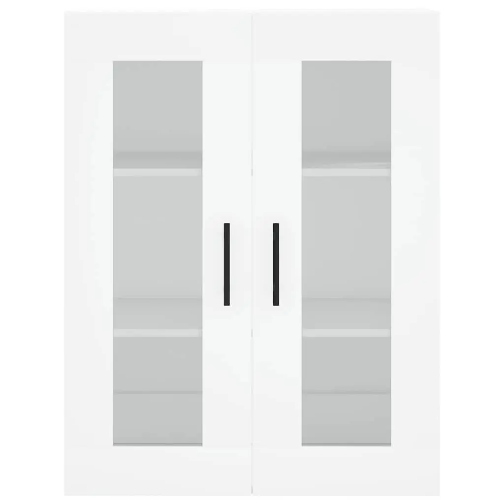 Wall Mounted Cabinet White Storage Hanging Cupboard Glass Door Sideboard