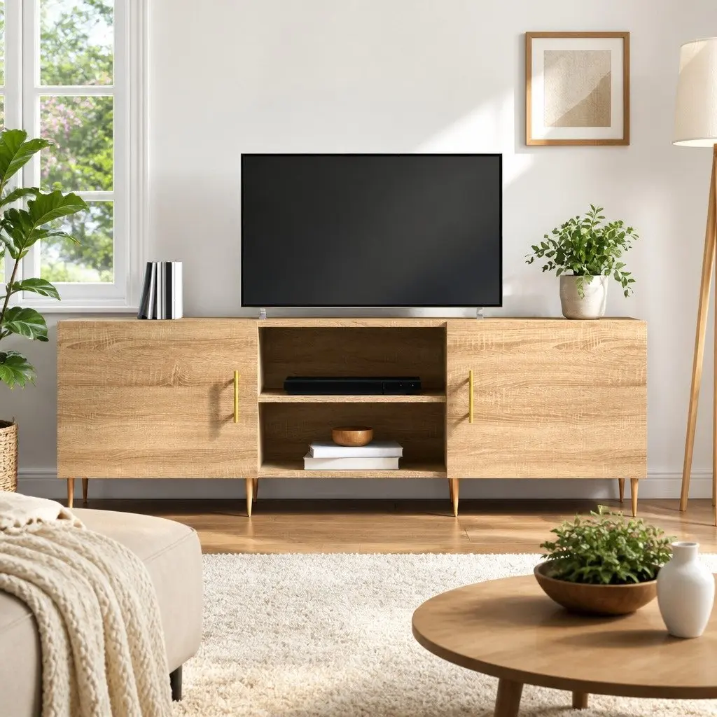TV Cabinet Sonoma Oak Brown Engineered Wood Media Unit 150x30x50 cm