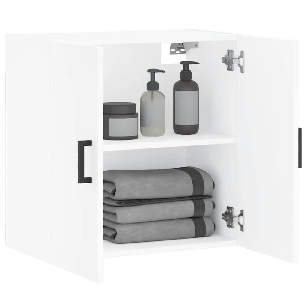Wall Cabinet White Floating Storage Engineered Wood 60x31x60 cm Home