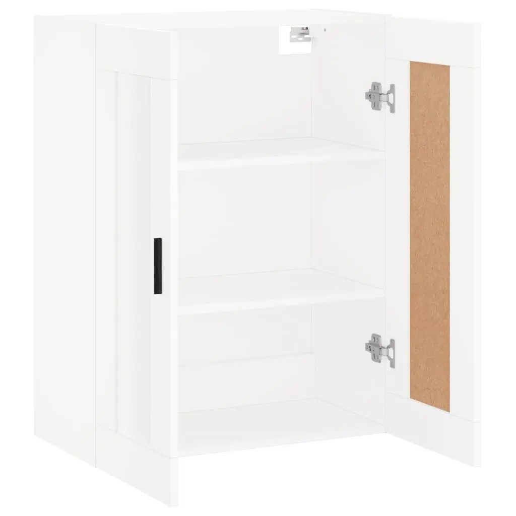 Wall Mounted Cabinet White Storage Organiser 3 Compartments 2 Doors Floating