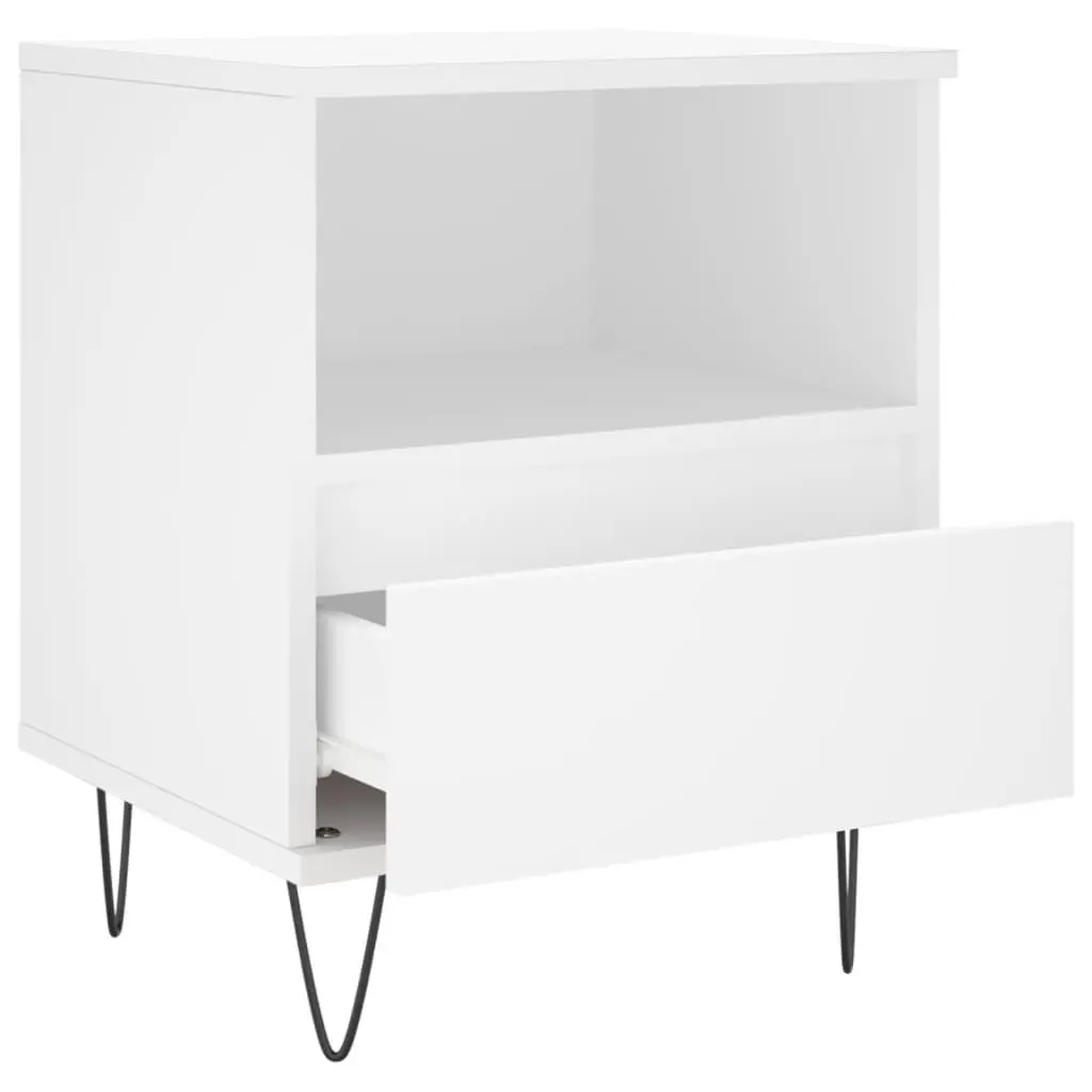 Bedside Cabinet White 40x35x50cm Engineered Wood Nightstand Drawer Storage Table