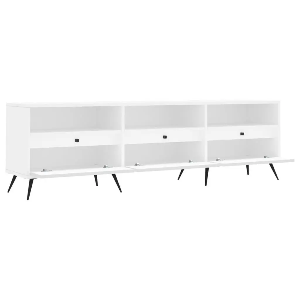 TV Cabinet White Living Room 150x30x44.5 cm Engineered Wood Storage Unit with 6 Compartments