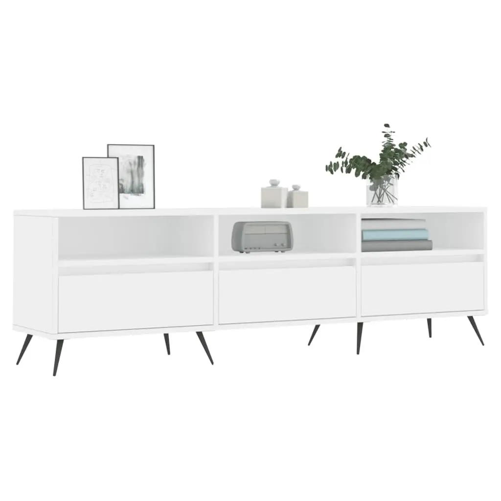 TV Cabinet White Living Room 150x30x44.5 cm Engineered Wood Storage Unit with 6 Compartments