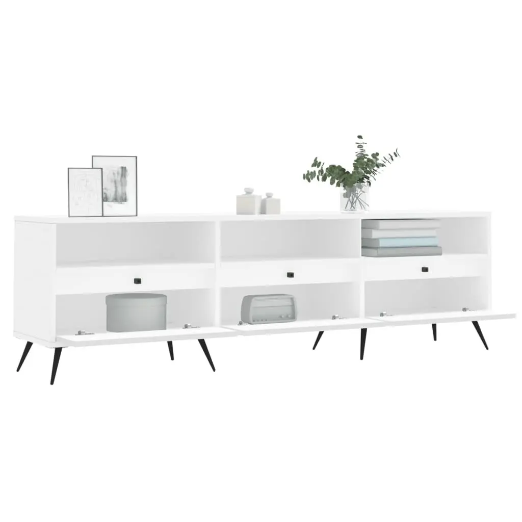 TV Cabinet White Living Room 150x30x44.5 cm Engineered Wood Storage Unit with 6 Compartments