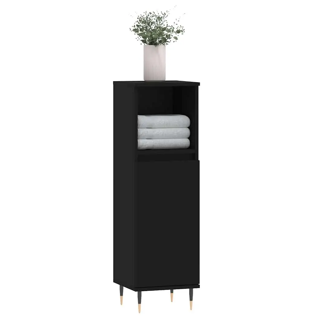 Black Bathroom Cabinet 30x30x100 cm