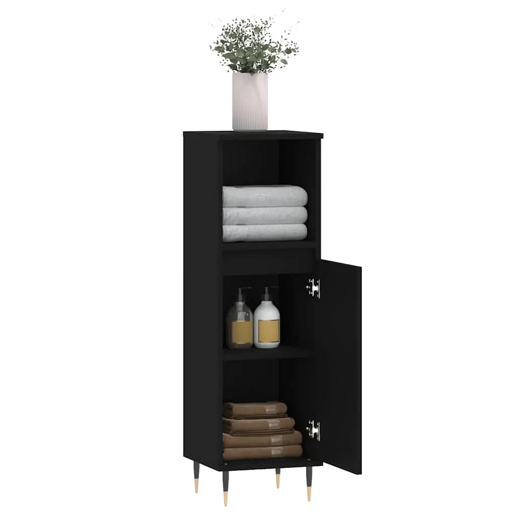 Black Bathroom Cabinet 30x30x100 cm