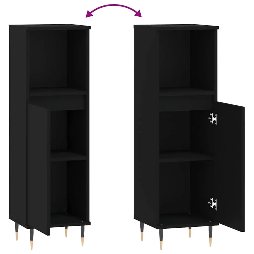 Black Bathroom Cabinet 30x30x100 cm