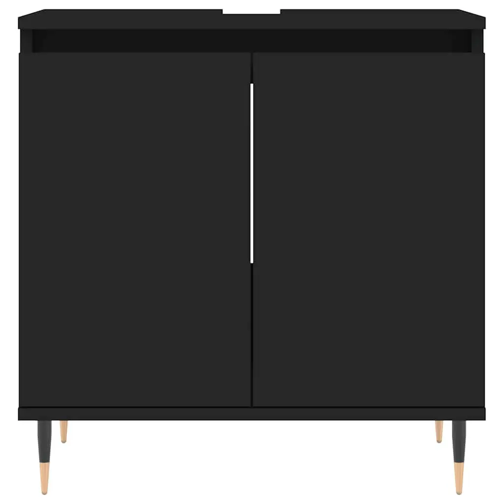Bathroom Cabinet Storage Furniture Black 58x33x60 cm Engineered Wood