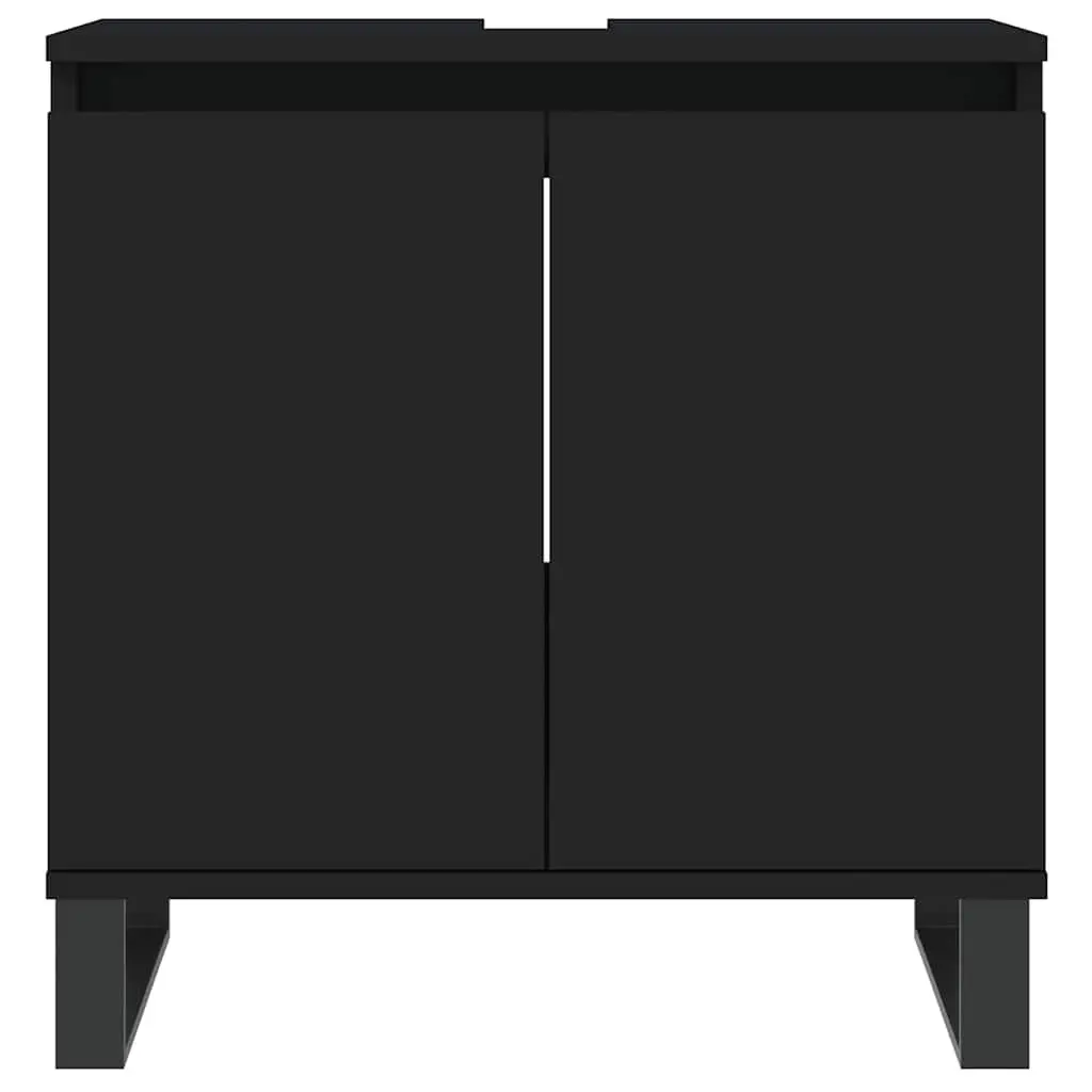 Bathroom Cabinet Storage Furniture Black 58x33x60 cm Engineered Wood