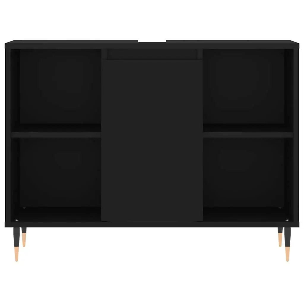 Bathroom Vanity Cabinet for Bathroom 80x33x60cm Black Storage Unit with Door and Shelves