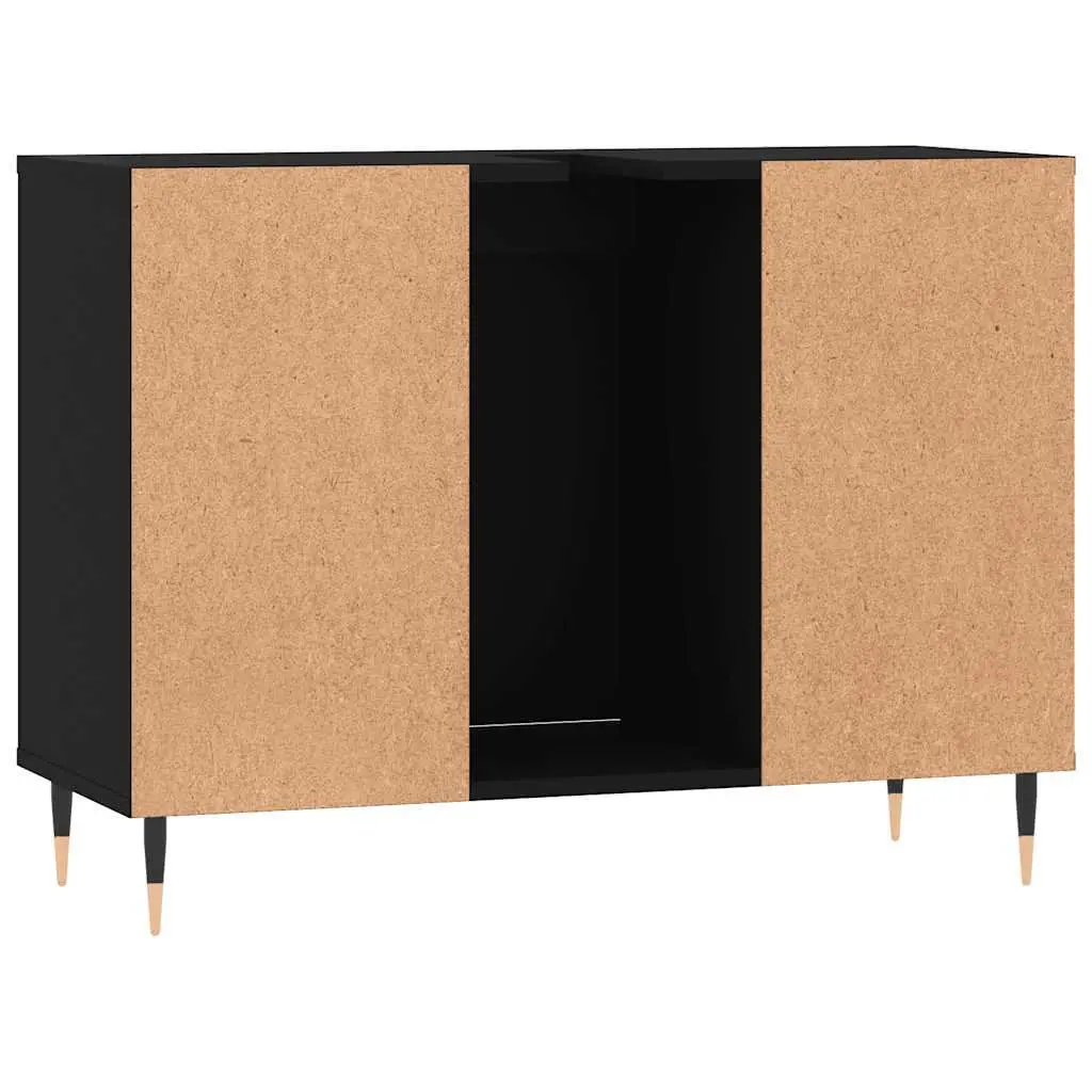 Bathroom Vanity Cabinet for Bathroom 80x33x60cm Black Storage Unit with Door and Shelves