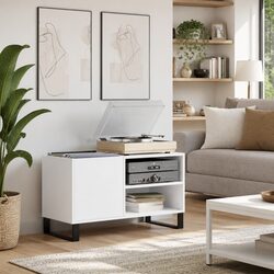 White Record Cabinet: 85 x 38 x 48 cm Dimensions
