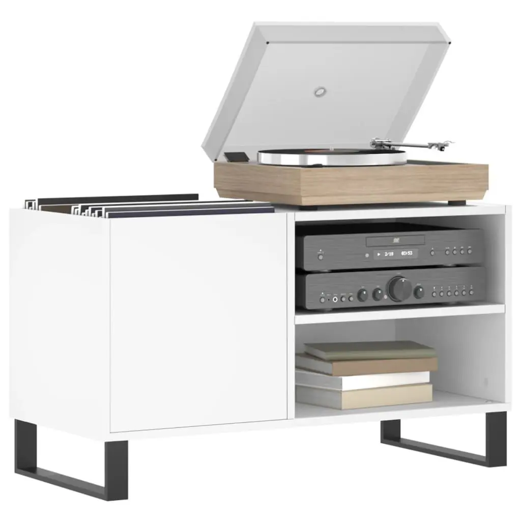 Record Cabinet White Storage Vinyl LP Music Collection Organiser 85 x 38 x 48 cm