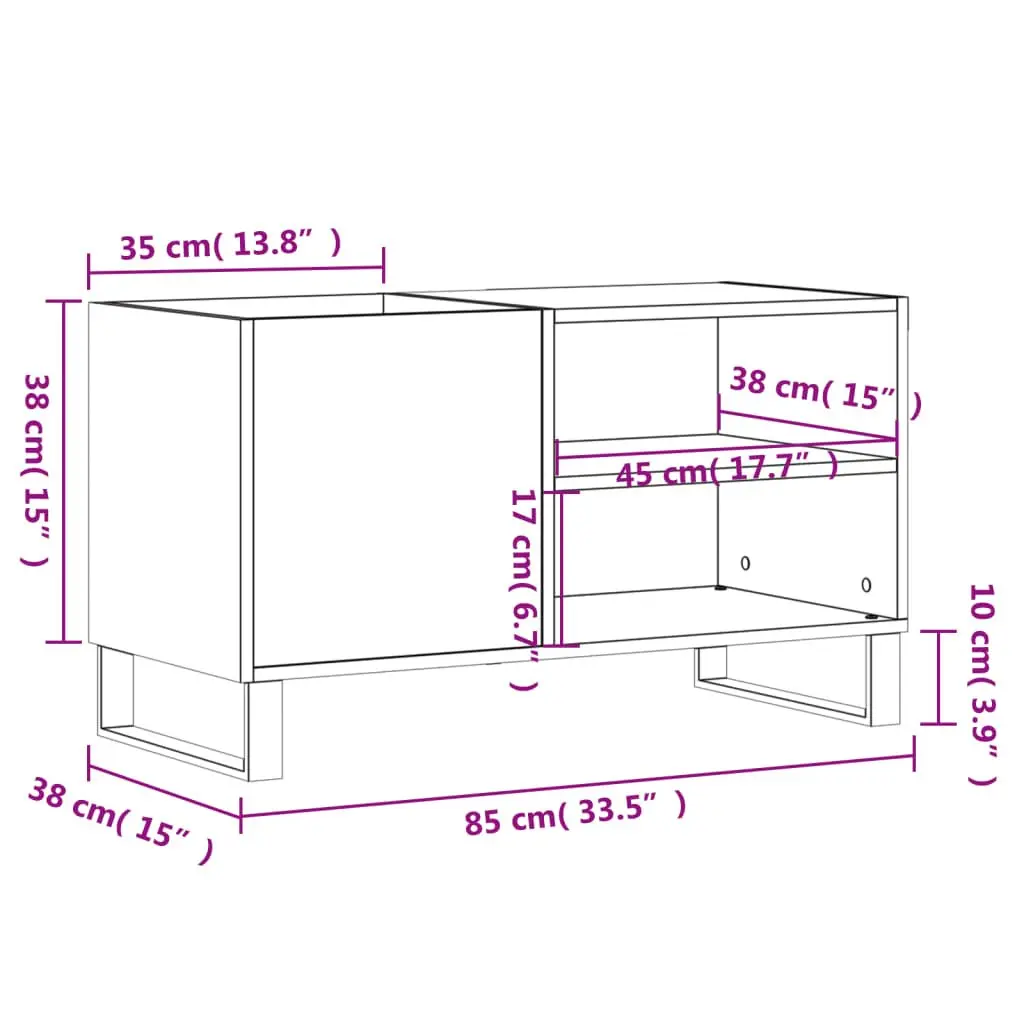 Record Cabinet White Storage Vinyl LP Music Collection Organiser 85 x 38 x 48 cm