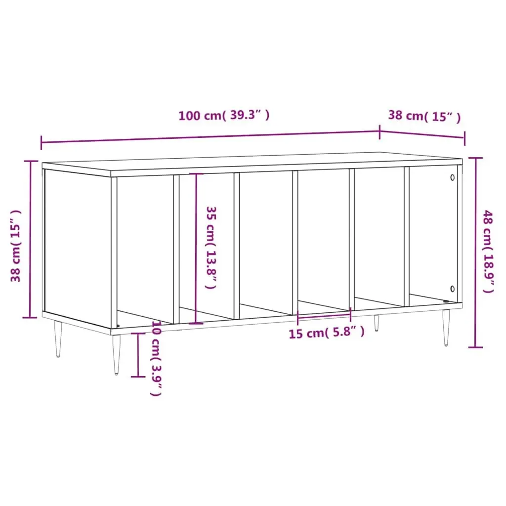 Record Cabinet White Storage Media Display LP Vinyl Organiser 100 x 38 x 48 cm