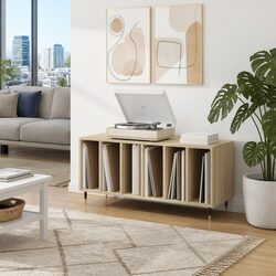 Engineered Wood Record Cabinet with Iron Feet