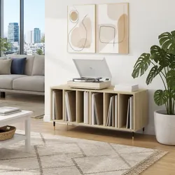 Engineered Wood Record Cabinet with Iron Feet