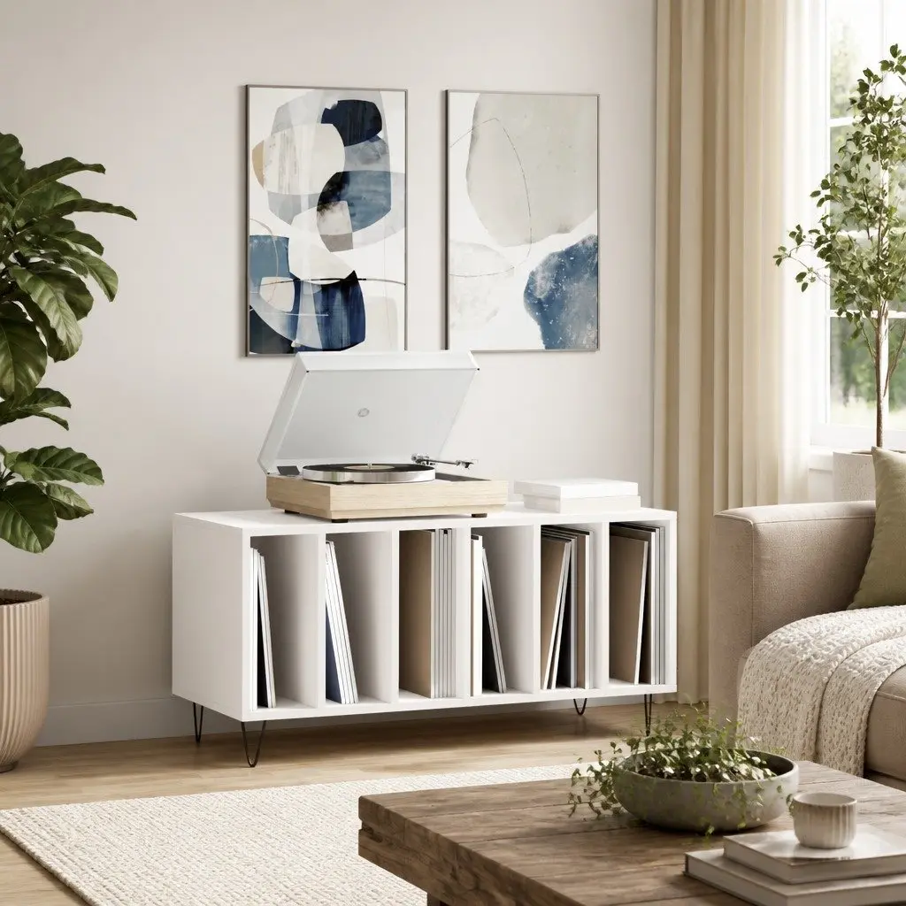 Engineered Wood Record Cabinet for Vinyl, 100 x 38 x 48 cm