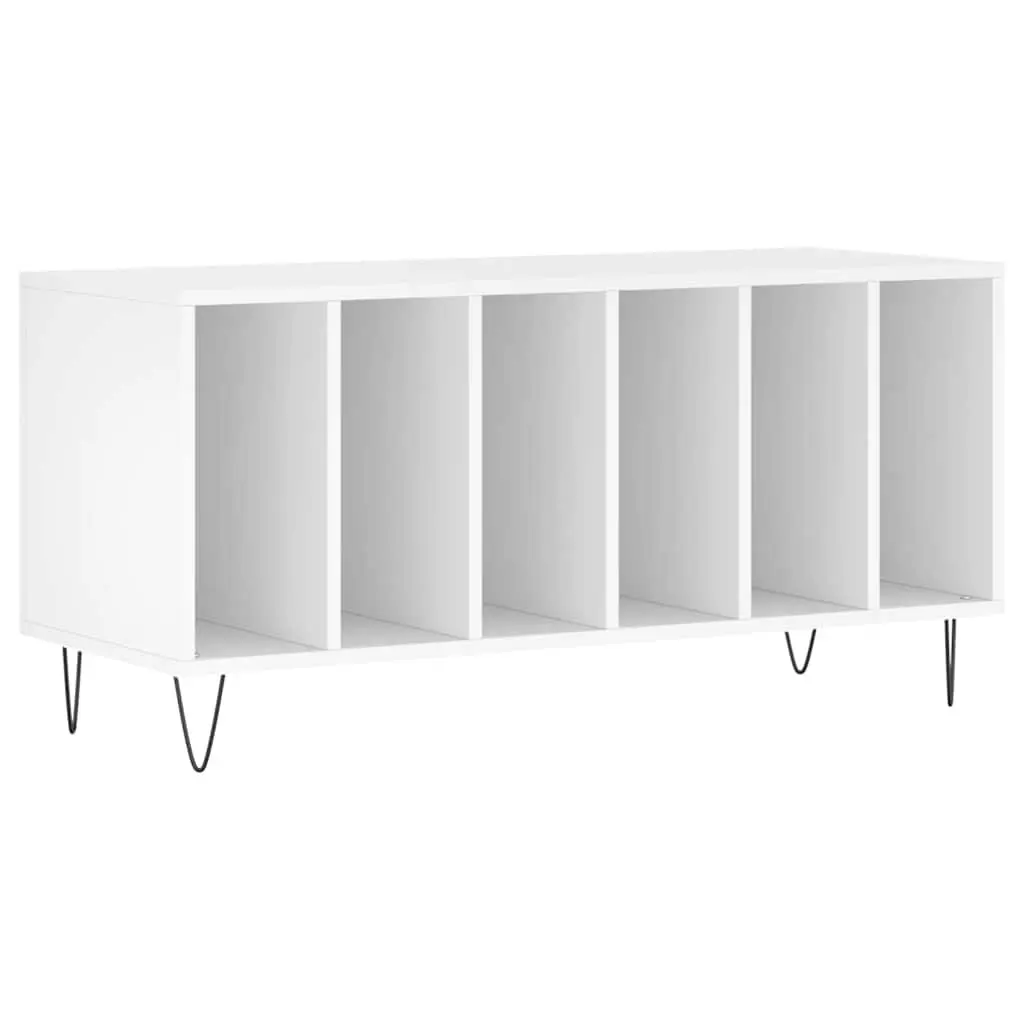 Record Cabinet White Storage Furniture Engineered Wood Vinyl LP Display Unit 100 x 38 x 48 cm