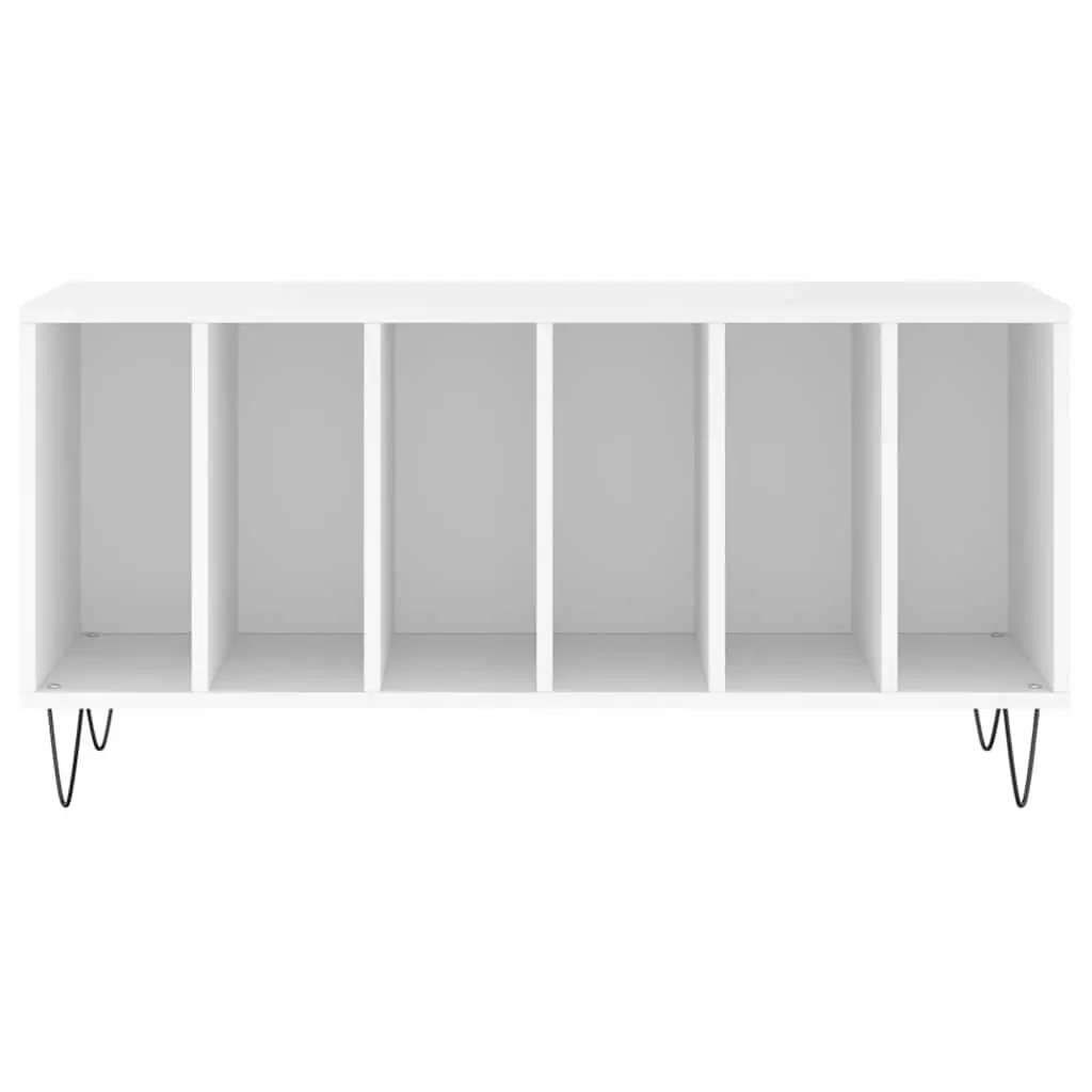 Record Cabinet White Storage Furniture Engineered Wood Vinyl LP Display Unit 100 x 38 x 48 cm