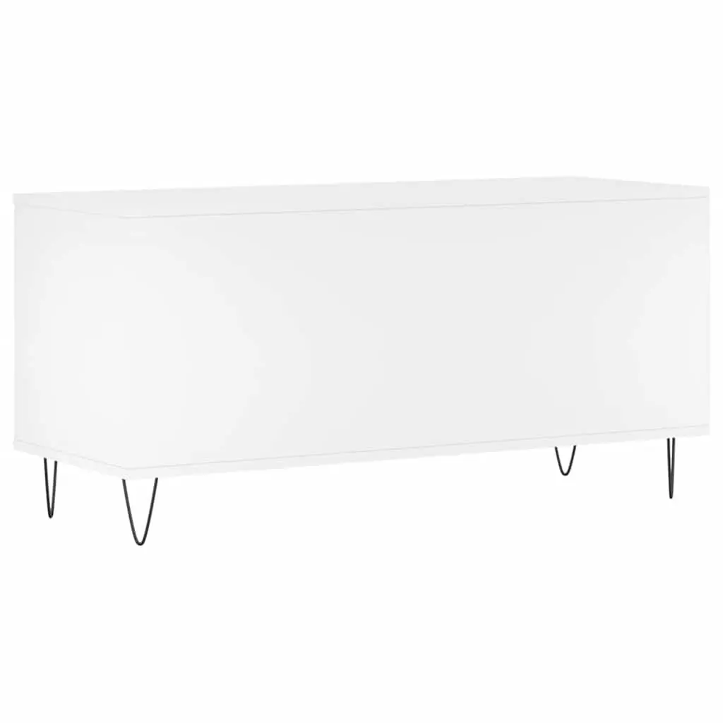 Record Cabinet White Storage Furniture Engineered Wood Vinyl LP Display Unit 100 x 38 x 48 cm