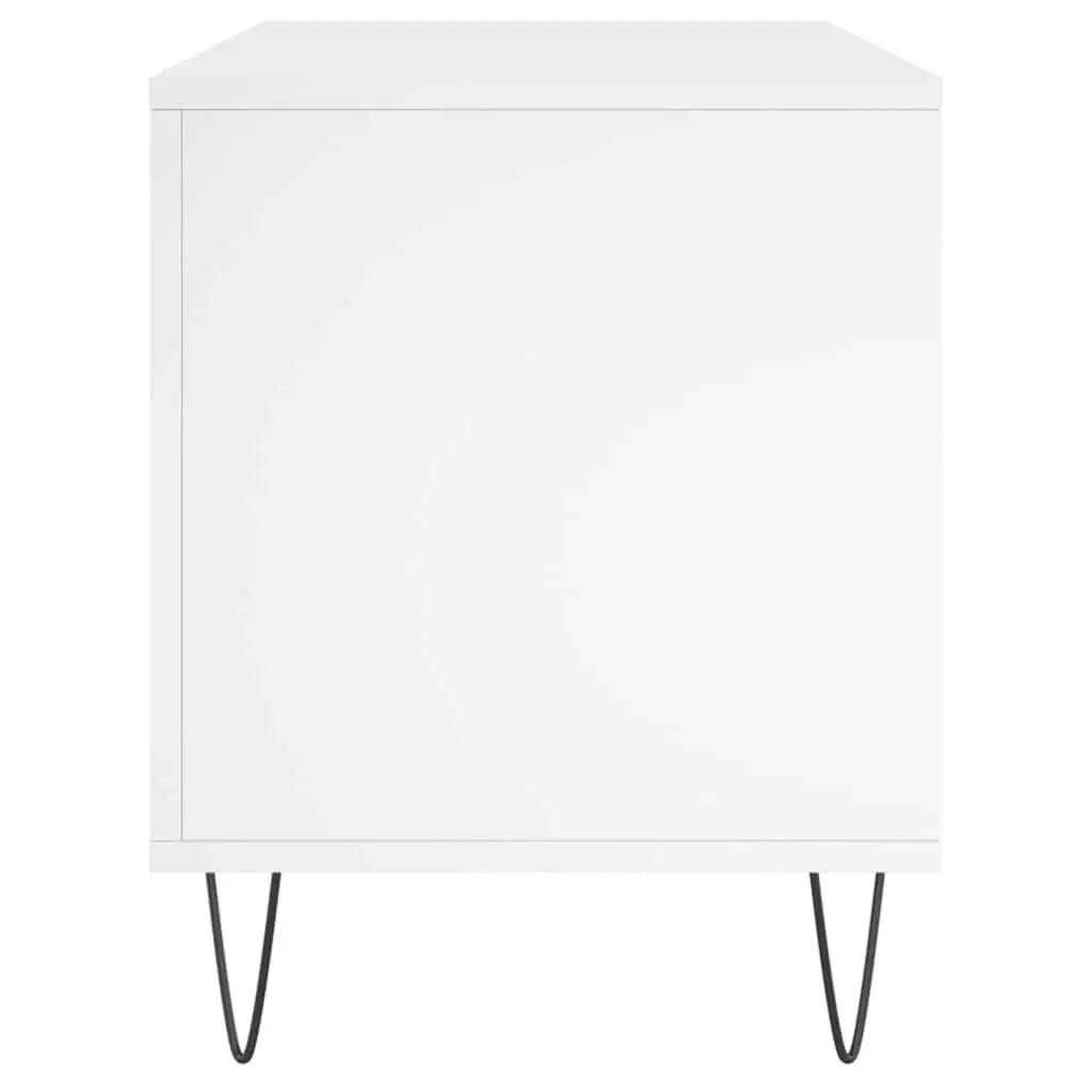 Record Cabinet White Storage Furniture Engineered Wood Vinyl LP Display Unit 100 x 38 x 48 cm