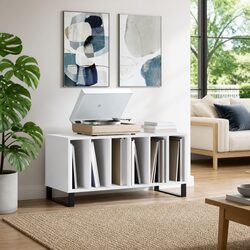 Record Cabinet Specifications: White Engineered Wood Organizer