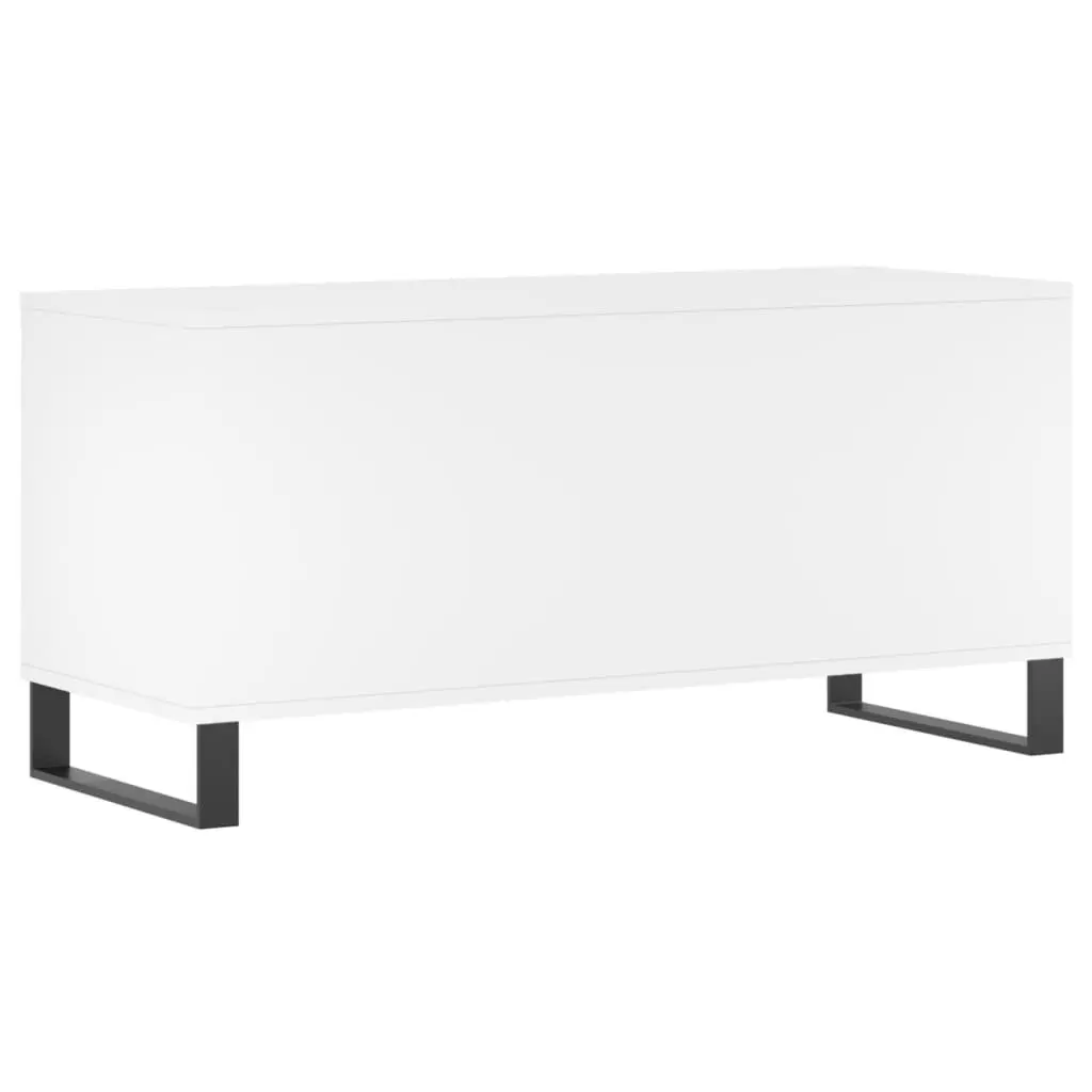 Record Cabinet for Home Use White Engineered Wood Storage Vinyl LP Display Media Organizer