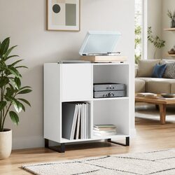 Dimensions and Specs: White Engineered Wood Record Cabinet