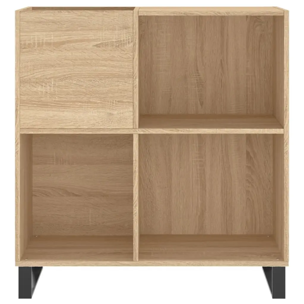 Record Cabinet Sonoma Oak Engineered Wood Storage Vinyl LP Display Organizer