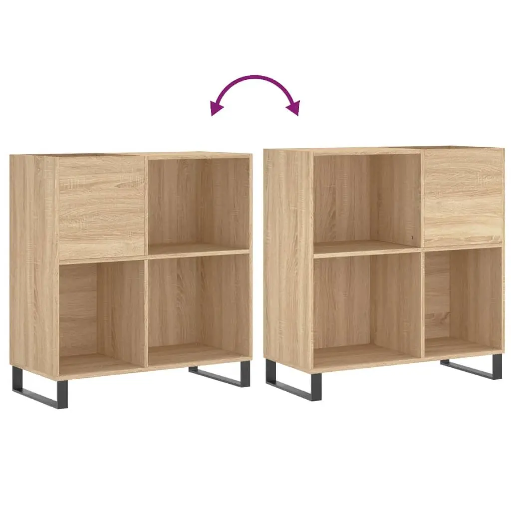 Record Cabinet Sonoma Oak Engineered Wood Storage Vinyl LP Display Organizer